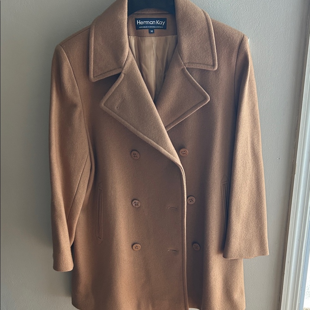 Herman Kay Women's Double-Breasted Peacoat in Camel